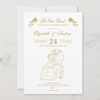 Gold Beauty and the Beast Wedding Invitations