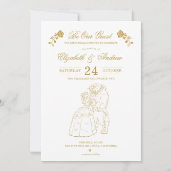 Gold Beauty And The Beast Wedding Invitations by DisneyPrincess at Zazzle