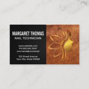 Gold Beauty Logo Leather Business Card