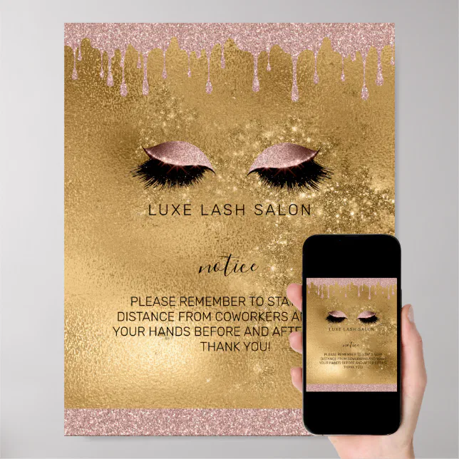 Gold Beauty Salon COVID Safety Break Room Poster Zazzle