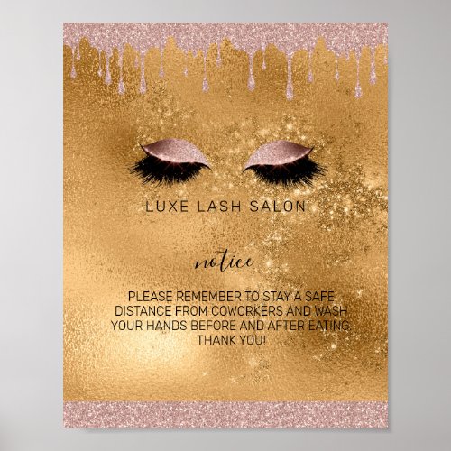 Gold Beauty Salon COVID Safety Break Room Poster