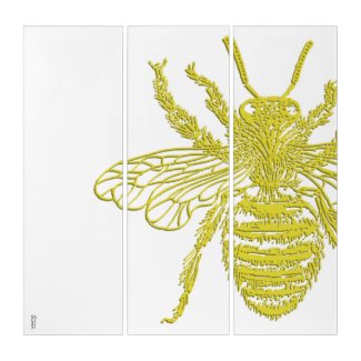 Gold Bee Abstractly Triptych