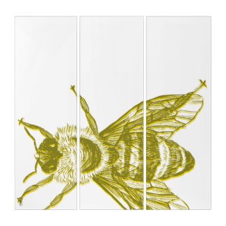 Gold Bee Abstractly Triptych