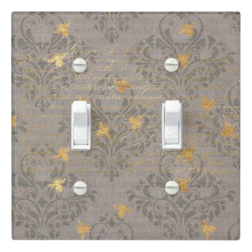 Gold Bee and Scroll Light Switch Cover
