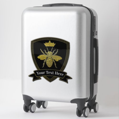 Gold Bee Crown Your Text Sticker