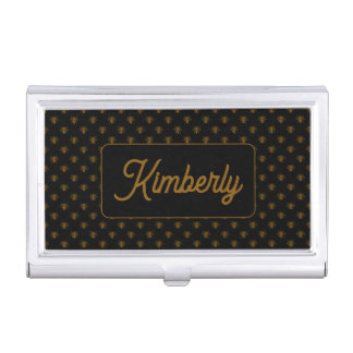 Gold Bee Custom Name Monogram Design Business Card Case