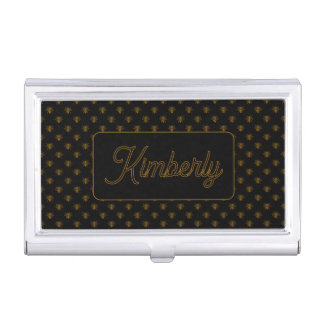 Gold Bee Custom Name Monogram Design Business Card Case