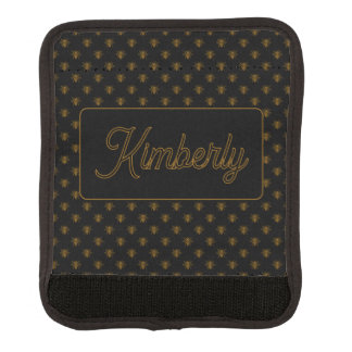 Gold Bee Custom Name Monogram Design Luggage Handle Wrap