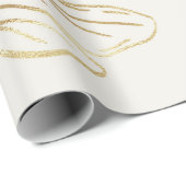 Gold Bee Design, on Cream Background. Wrapping Paper (Roll Corner)