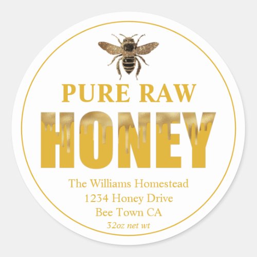 Gold Bee Honey Jar Label Honey Bee  Apiary Name