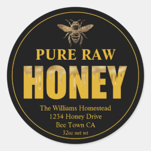 Gold Bee Honey Jar Label Honey Bee & Apiary Name