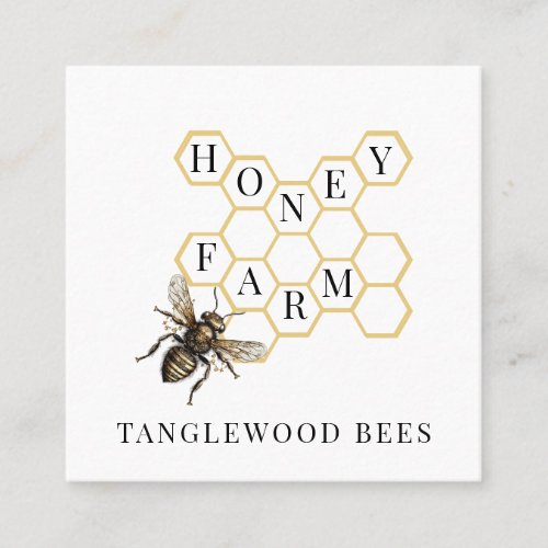 Gold Bee Honeycomb Beekeeper Apiary Business Card