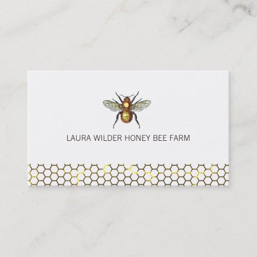 Gold Bee Honeycomb Beekeeper Apiary Business Card