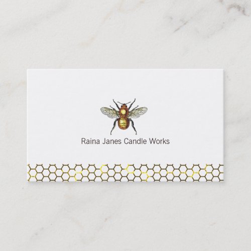 Gold Bee Honeycomb Beekeeper Honey Apiary Business Card
