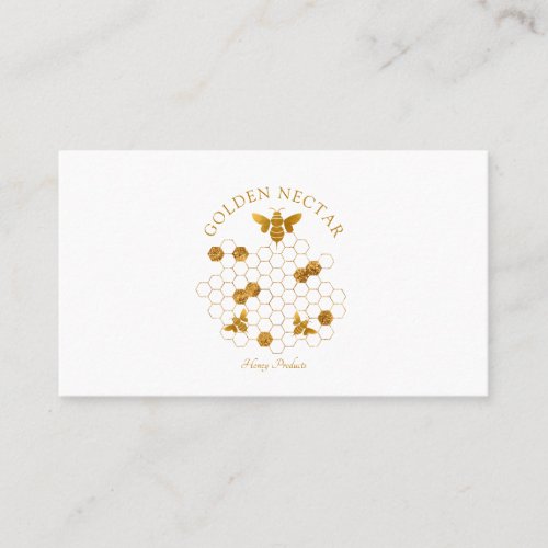 Gold Bee Honeycomb Logo Beekeeper Honey Products Business Card