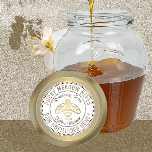 Gold Bee Logo Beekeeper Honey Jar Label