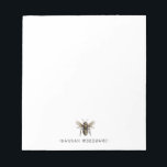 Gold Bee Personalized  Notepad<br><div class="desc">An elegant personalized gold bee note pad.</div>