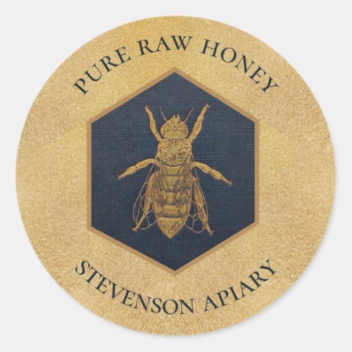 Gold Bee Pure Raw Honey Honeycomb Apiary Classic Round Sticker