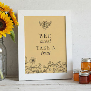 Gold Bee Sweet Take a Treat Favors Sign
