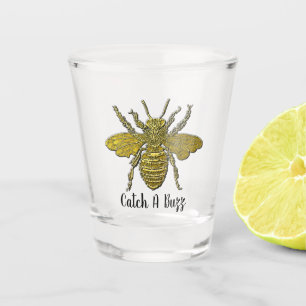 Gold Bee Your Text Shot Glass