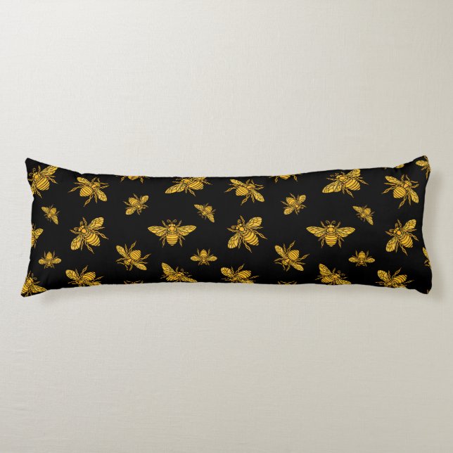 Gold Bees Body Pillow (Front)