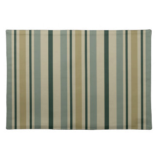 Gold, beige, and green striped design cloth placemat