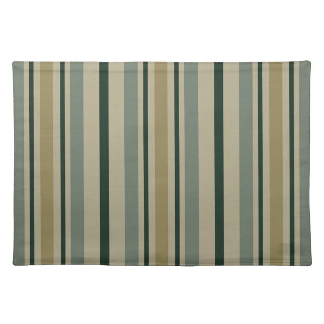Gold, beige, and green striped design cloth placemat (Front)