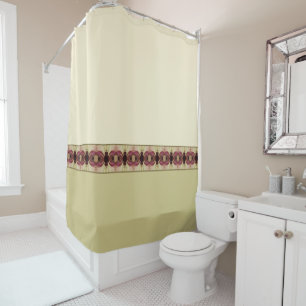 Gold Beige Burgundy Shower Curtain