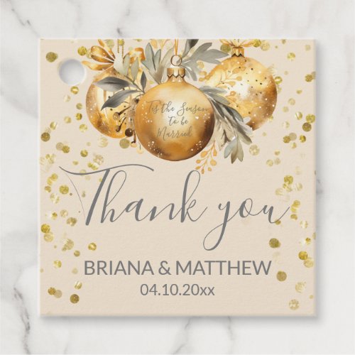 Gold Beige Christmas Wedding Favor Tags