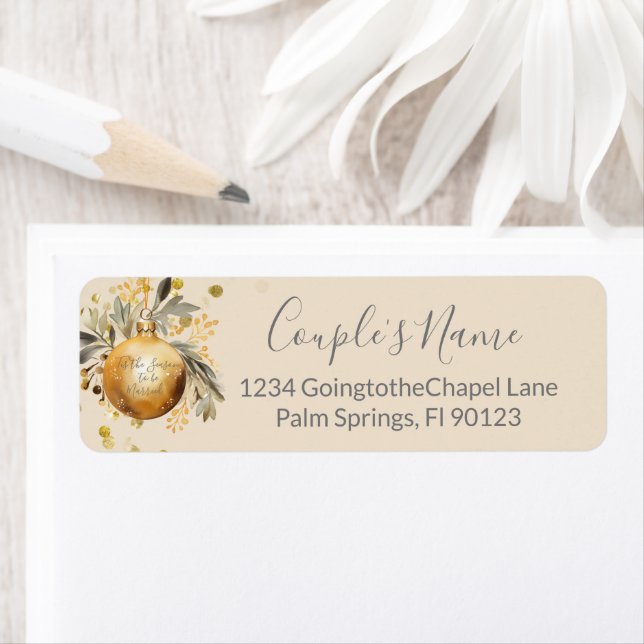 Gold Beige Christmas Wedding Label (Insitu)