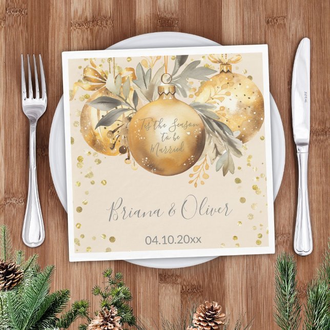 Gold Beige Christmas Wedding Napkins (Creator Uploaded)
