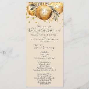 Gold Beige Christmas Wedding Program