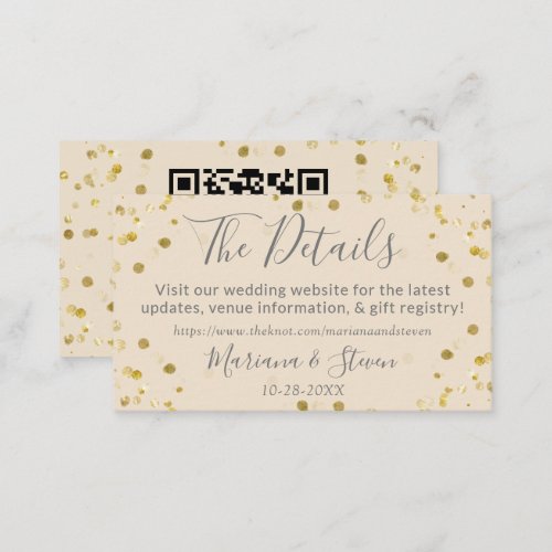 Gold Beige Christmas Wedding Website Enclosure Card