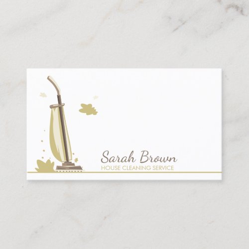 Gold beige cream Vacuum Cleaner House Cleaning Business Card