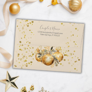 Gold Beige Ivory Christmas Wedding Envelope