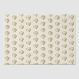 Gold Beige Marine Life Seashell Pattern Tissue Paper