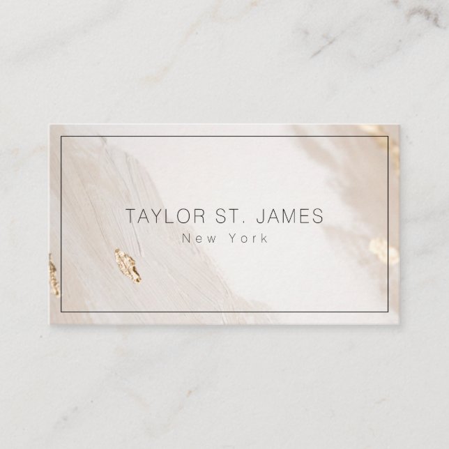 Gold Beige Paint Splatter Business Card (Front)