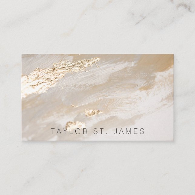 Gold Beige Rustic Business Card (Front)