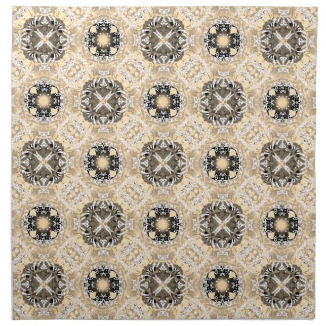 Gold, Beige, Taupe, & Black Gemstones Pattern Cloth Napkin (Front)