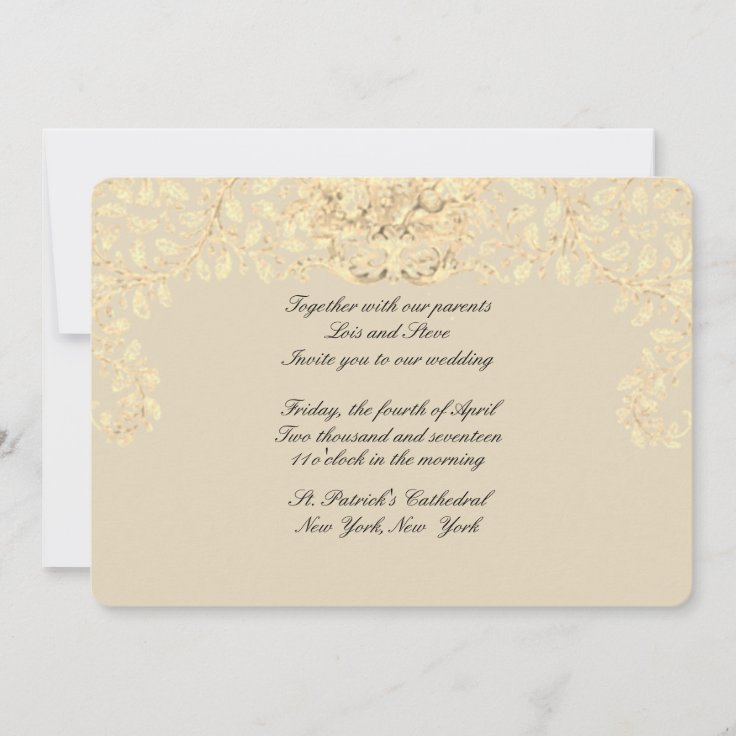 Gold Beige Victorian Style Wedding Invitation Zazzle