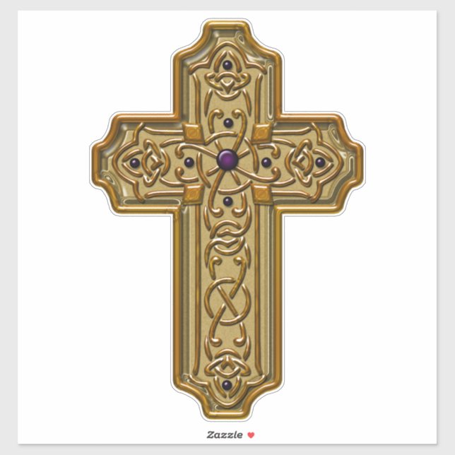Gold Bejeweled Celtic Style Cross  Sticker (Sheet)
