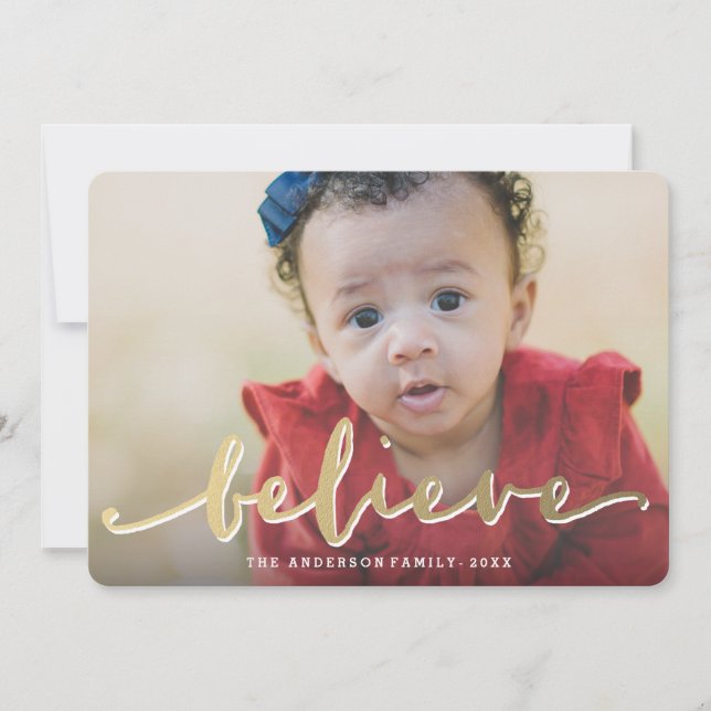 Gold Believe | Holiday Photo Card (Front)