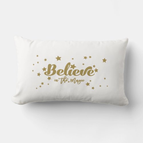 Gold Believe in Magic  Christmas Holiday Pillow
