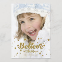 Gold Believe Magic | Holiday Photo Card