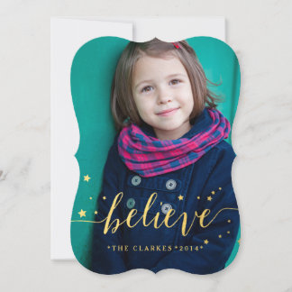 Gold Believe Stars | Holiday Photo Card