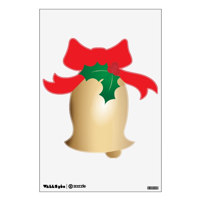 Gold Bell with Red Bow Wall Decal (Front)