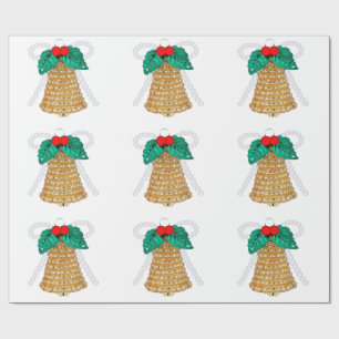 Gold Bells and Holly Wrapping Paper