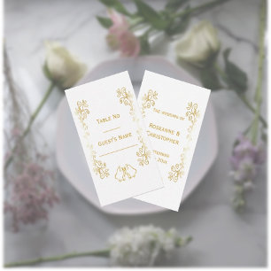 Gold Bells Scrollwork Design Wedding Place Card