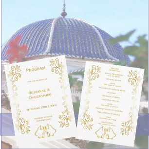 Gold Bells Scrollwork Design Wedding Program
