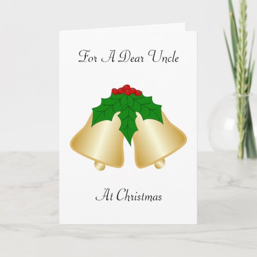 Gold Bells Uncle Christmas Holiday Card